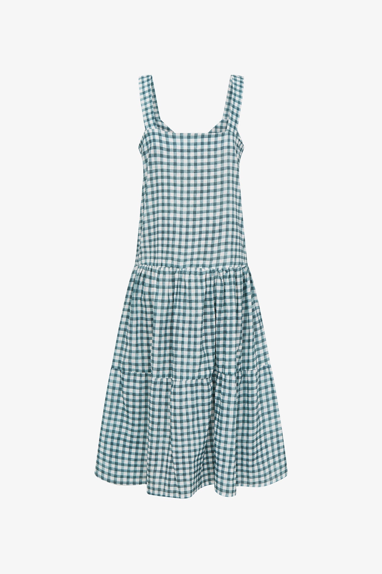 COBALT VICHY BUTTONED DRESS