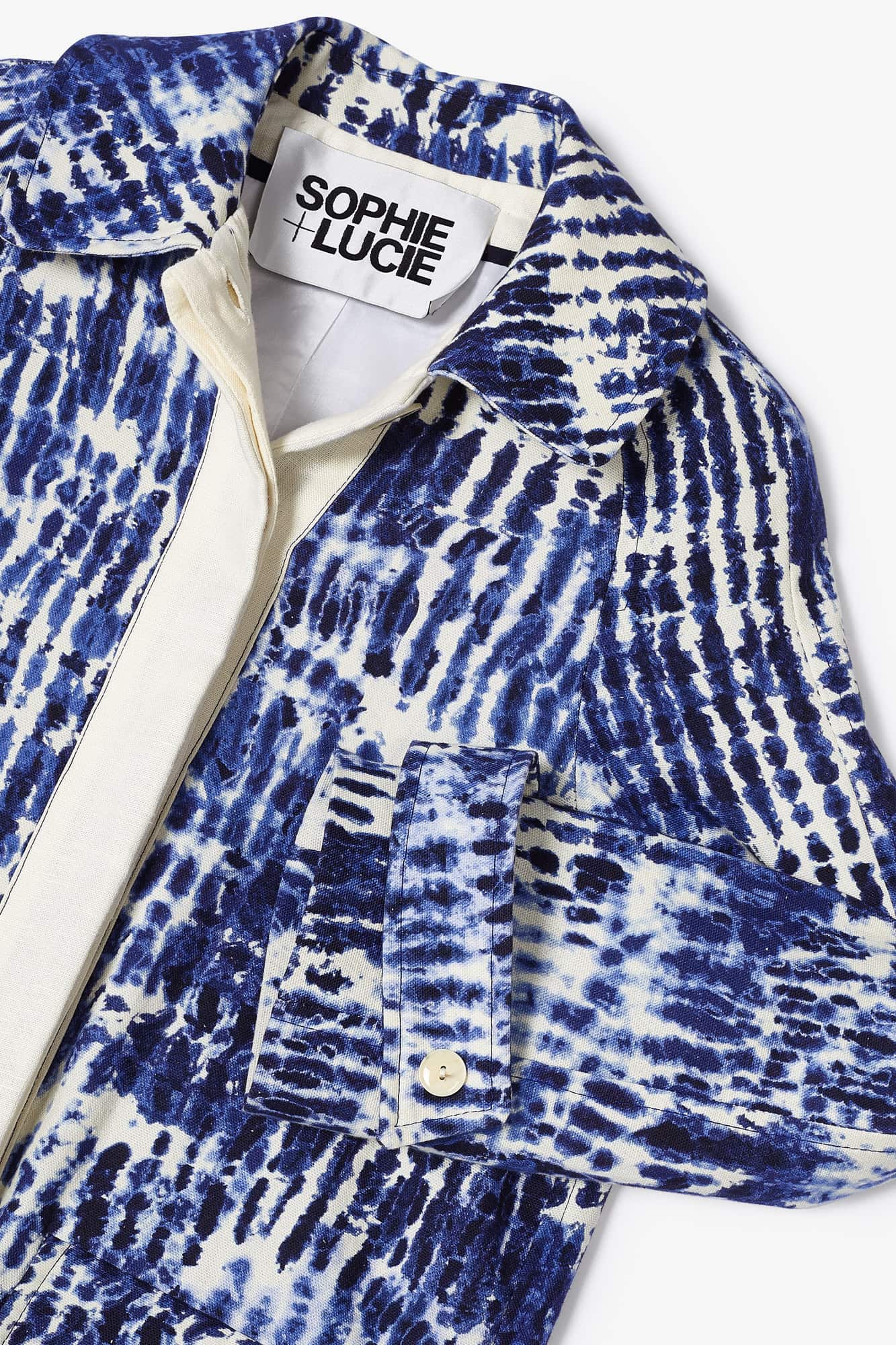 BLUE TIE DYE OXFORD TRENCH COAT