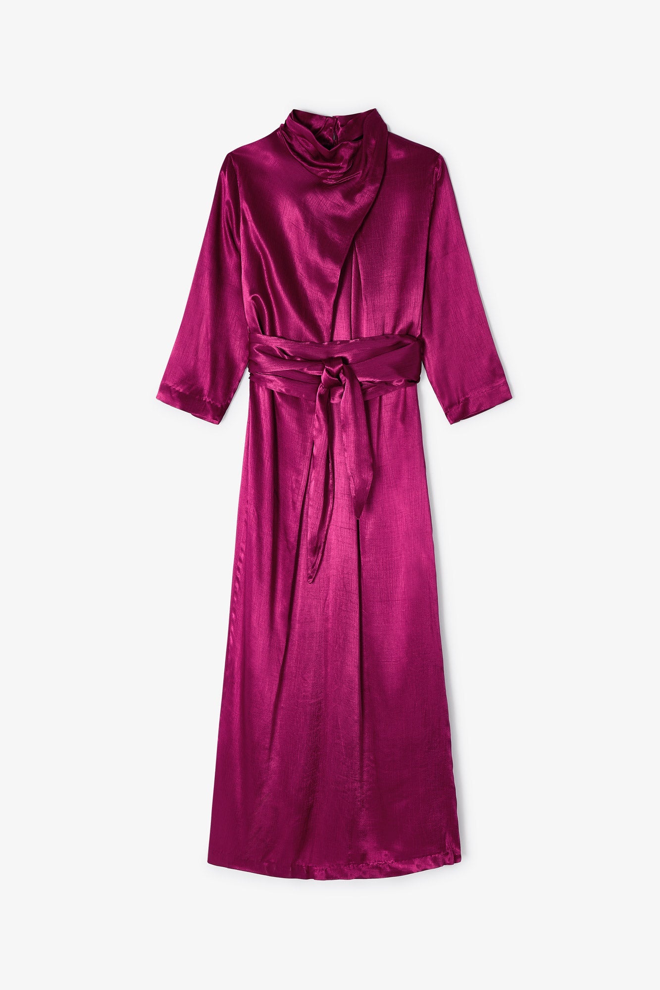 CLOTILDE SATIN DRESS WRINKLED PLUM