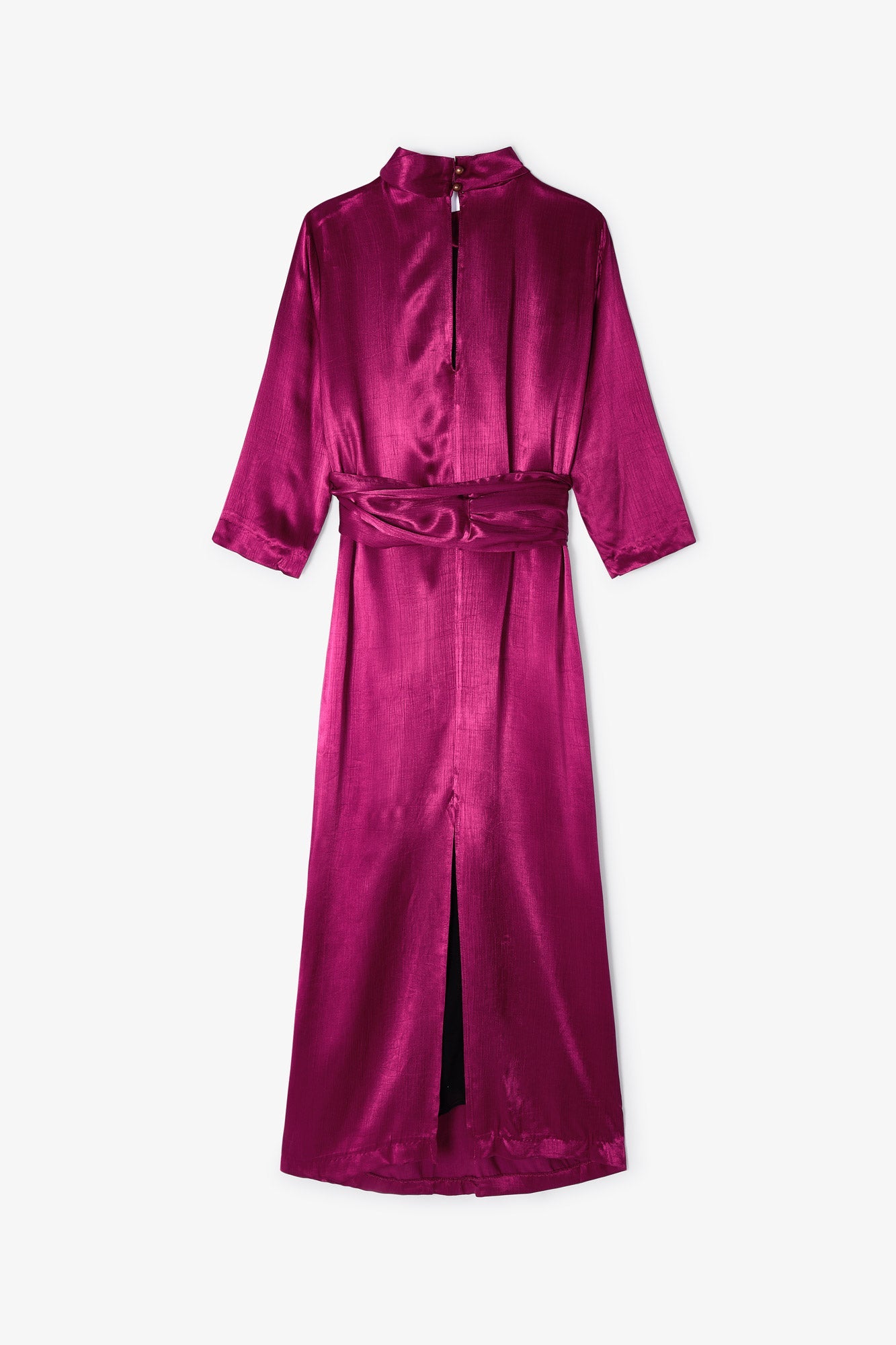 CLOTILDE SATIN DRESS WRINKLED PLUM