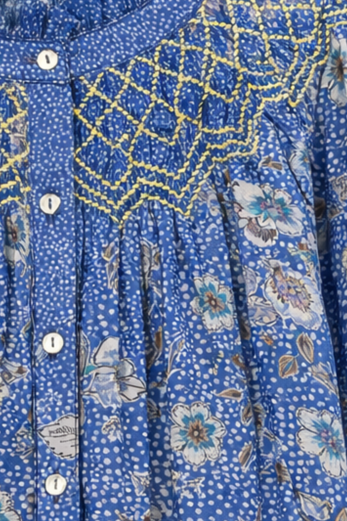 BLUE POLKA DOT TULIP BLOUSE