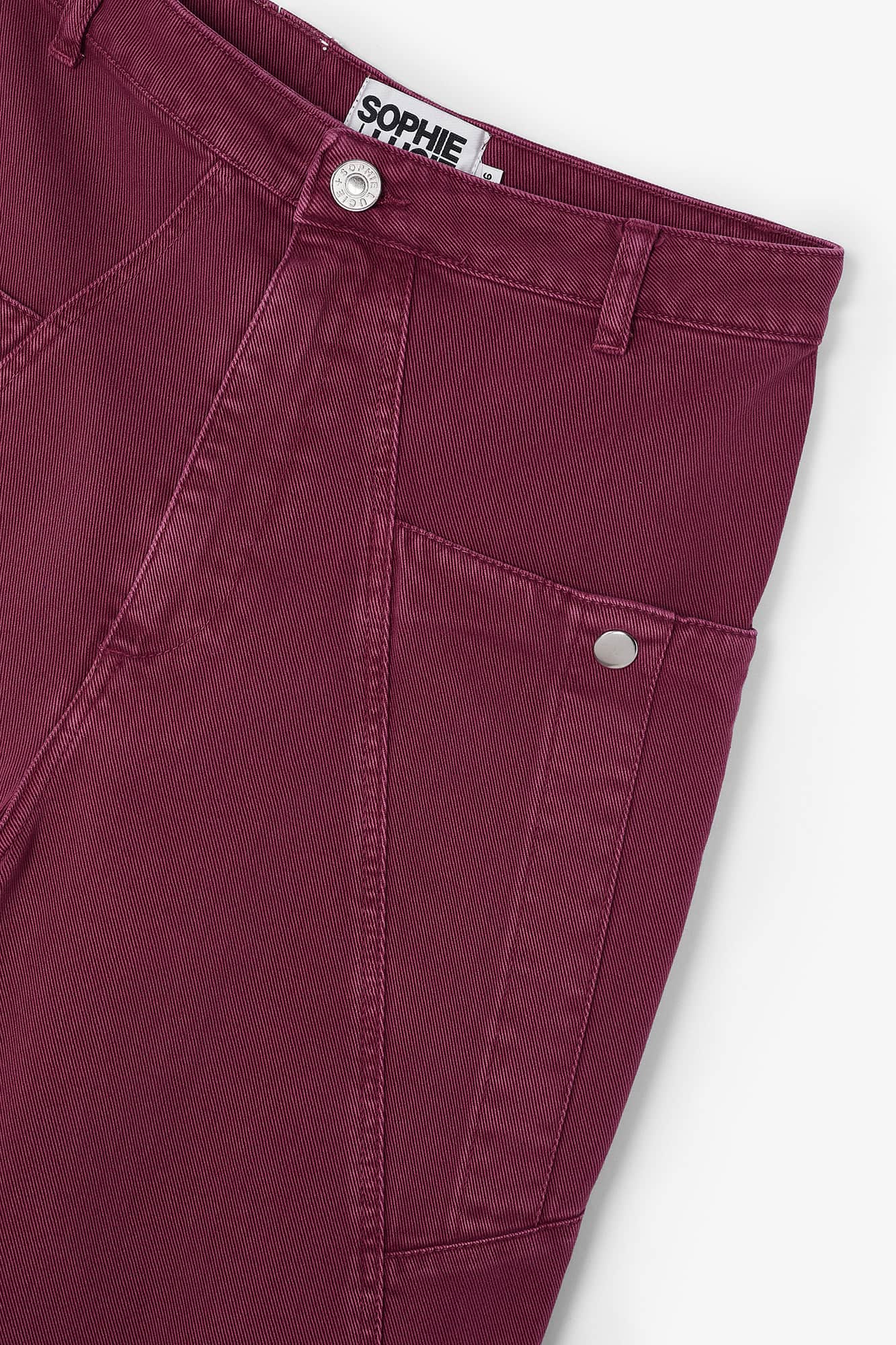 BURGUNDY TWILL CARGO JEANS