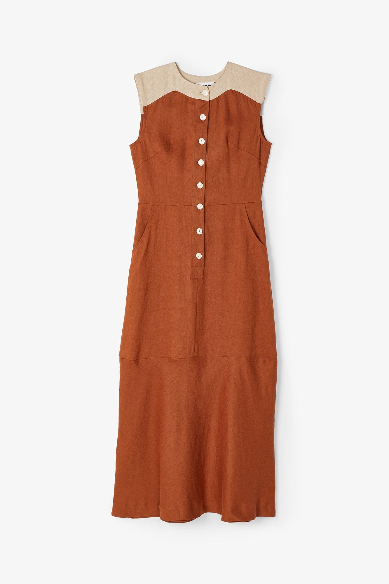 APRIL CARAMEL LINEN DRESS
