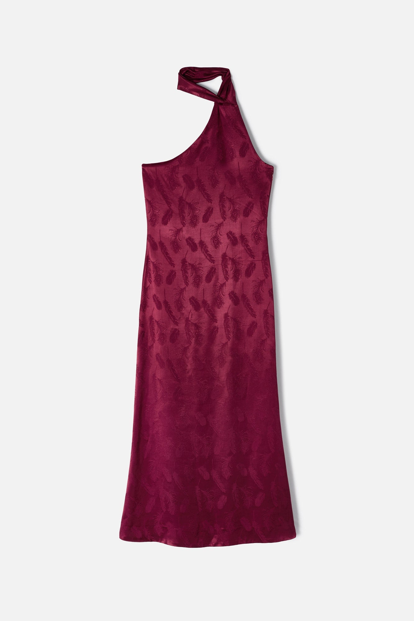 CHERRY FEATHER HALTER DRESS