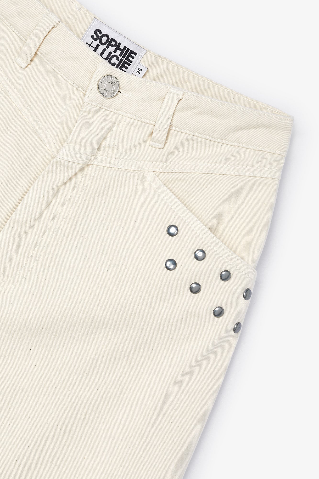 LUCCI STUDDED JEANS ECRU