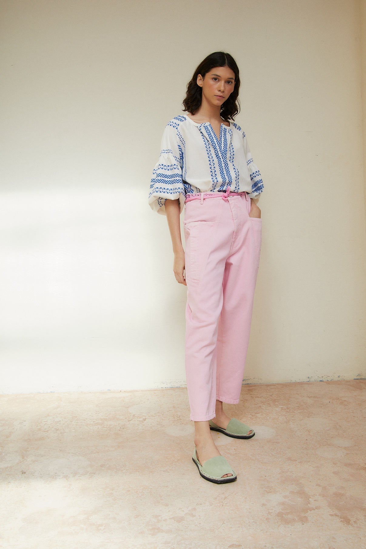 PINK TWILL CARGO JEANS