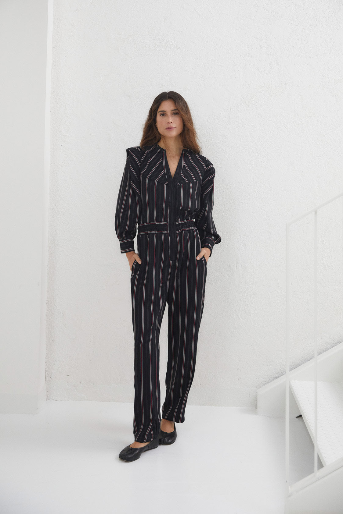 RED STRIPED FOLK OVERALL