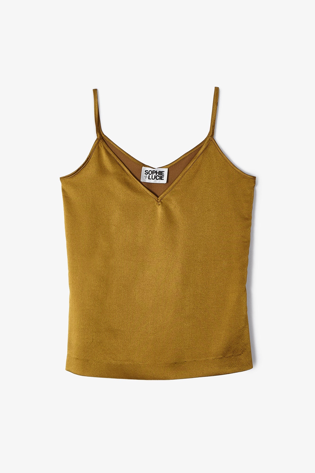 TOBACCO SATIN LINGERIE TOP