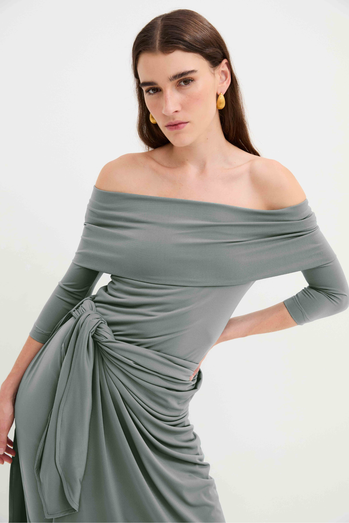 SMOKE KNIT PAREO DRESS