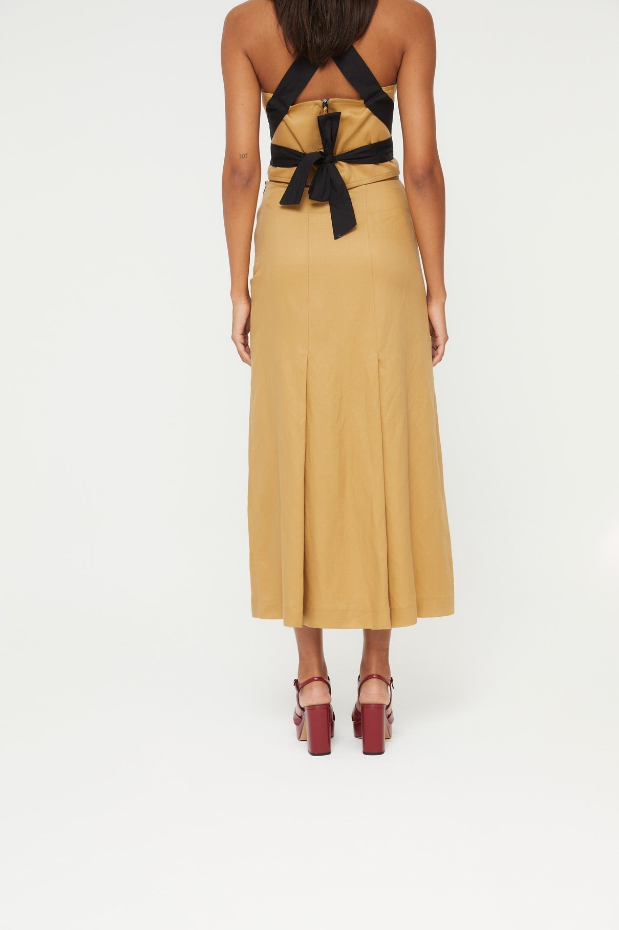 LEANDRA LINEN SKIRT OCHRE
