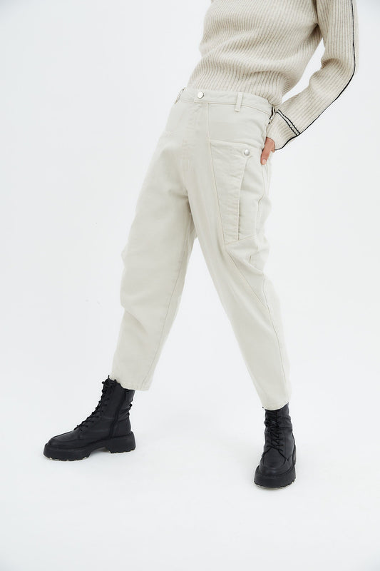 STONE TWILL CARGO JEANS