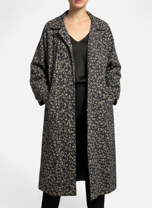 Gabardina estampada azul marino