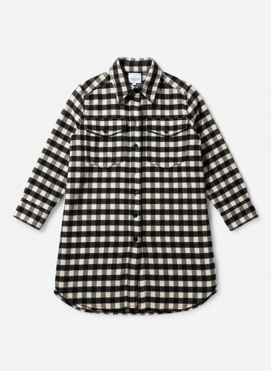 Abrigo cuadros blanco y negro