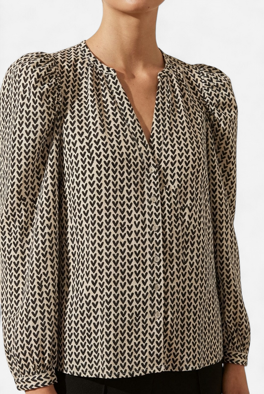 camisa corazones manga abullonada