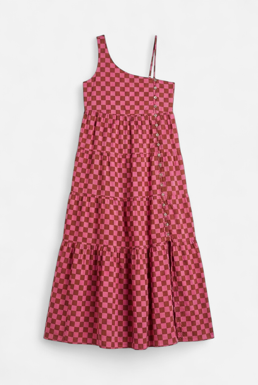 Pink dress with geometric print