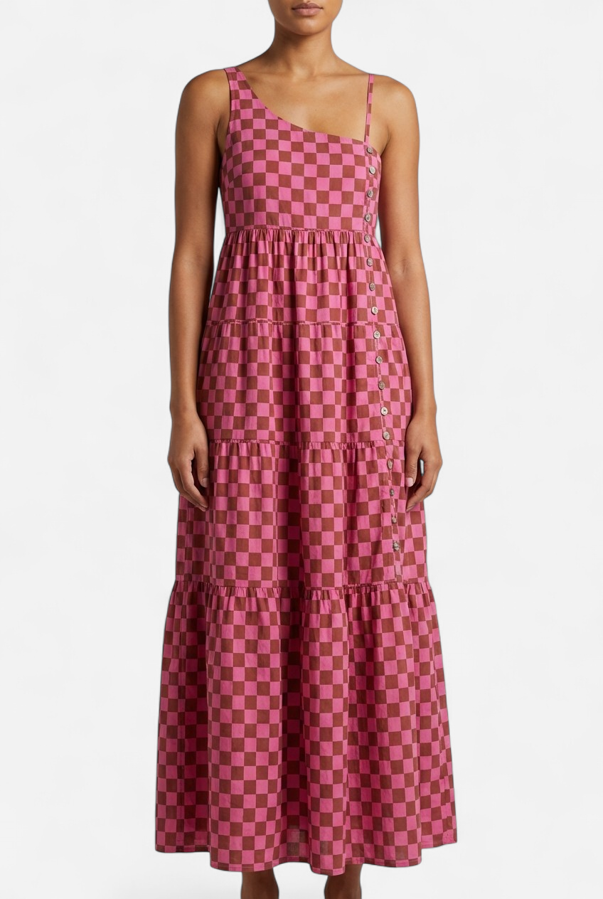 Pink dress with geometric print