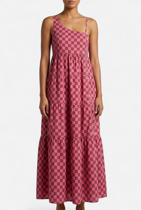 Pink dress with geometric print