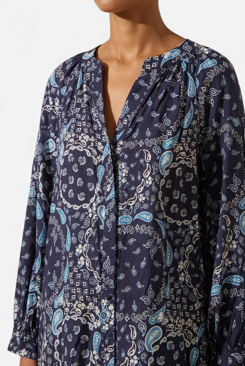 Venice Bandana Blue Blouse Size 38