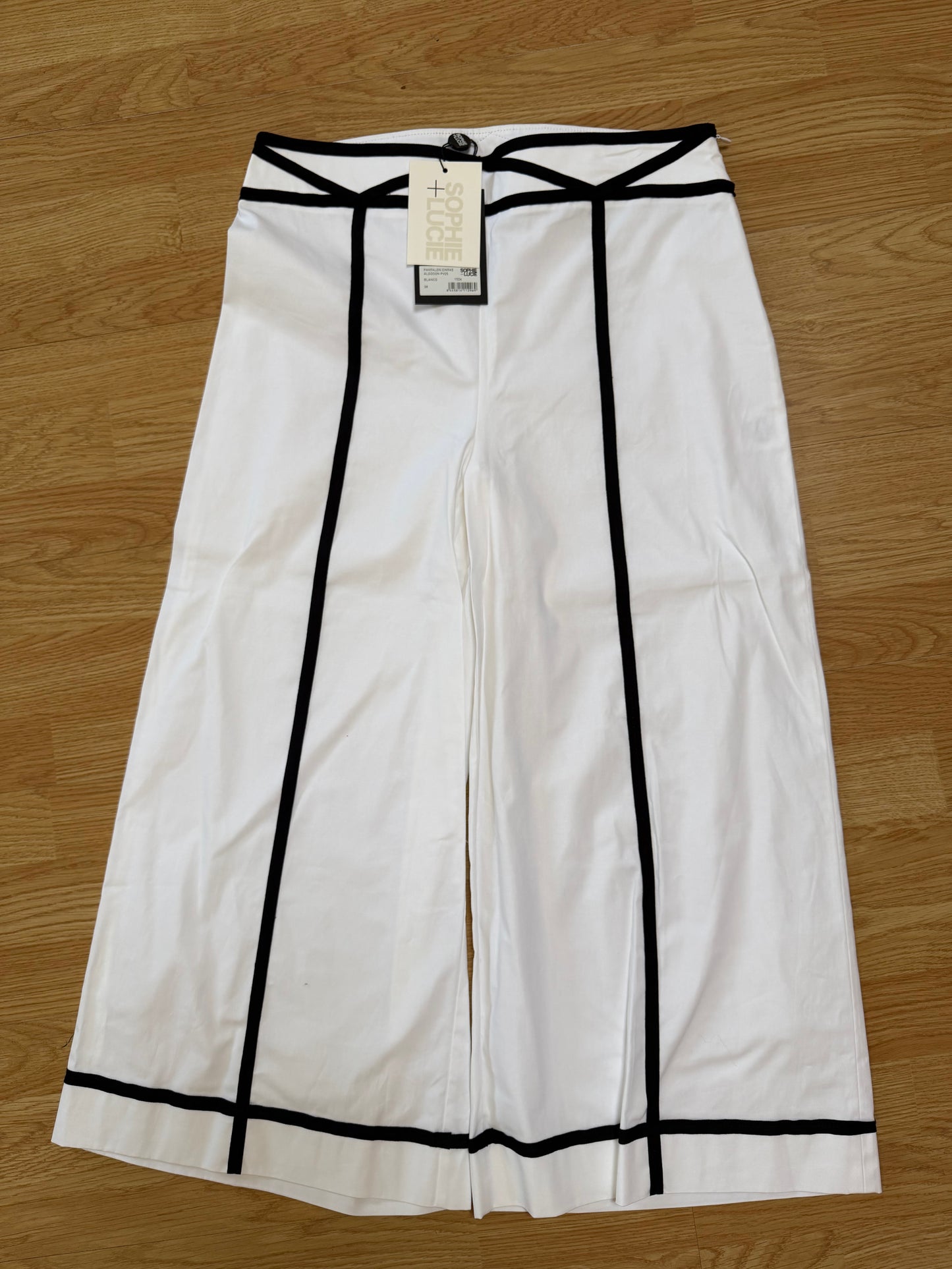 Pantalón cintas algodón blanco