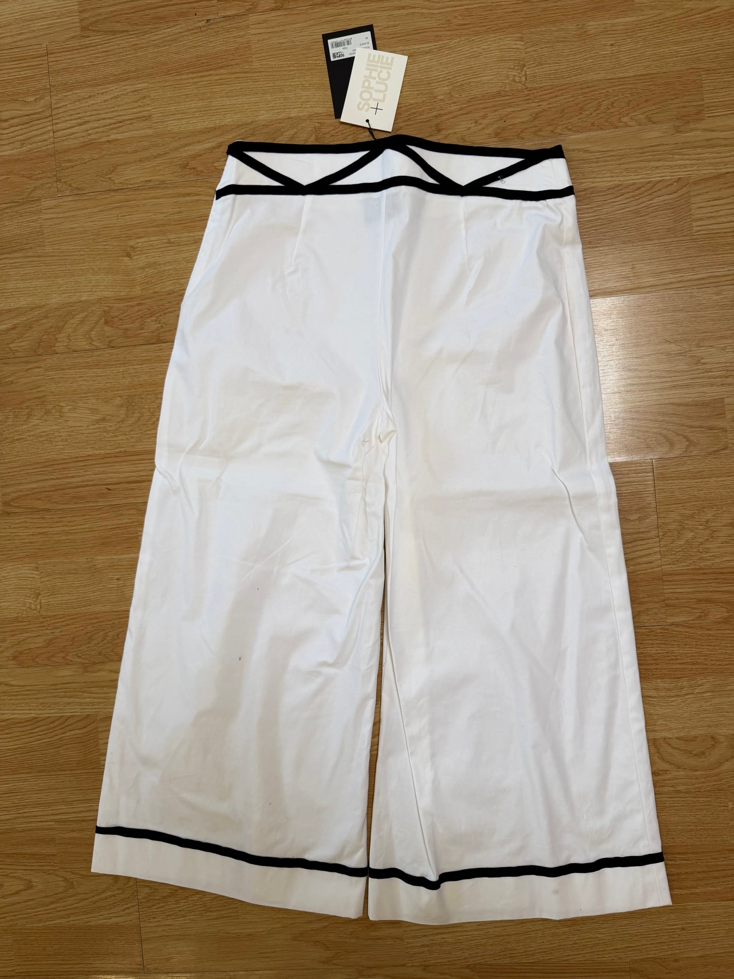 Pantalón cintas algodón blanco