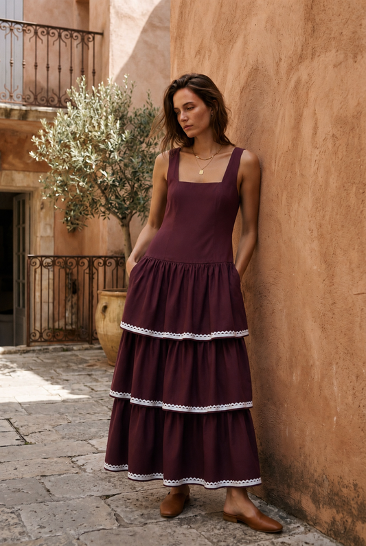VESTIDO CLO ALGODÓN (BURGUNDY)