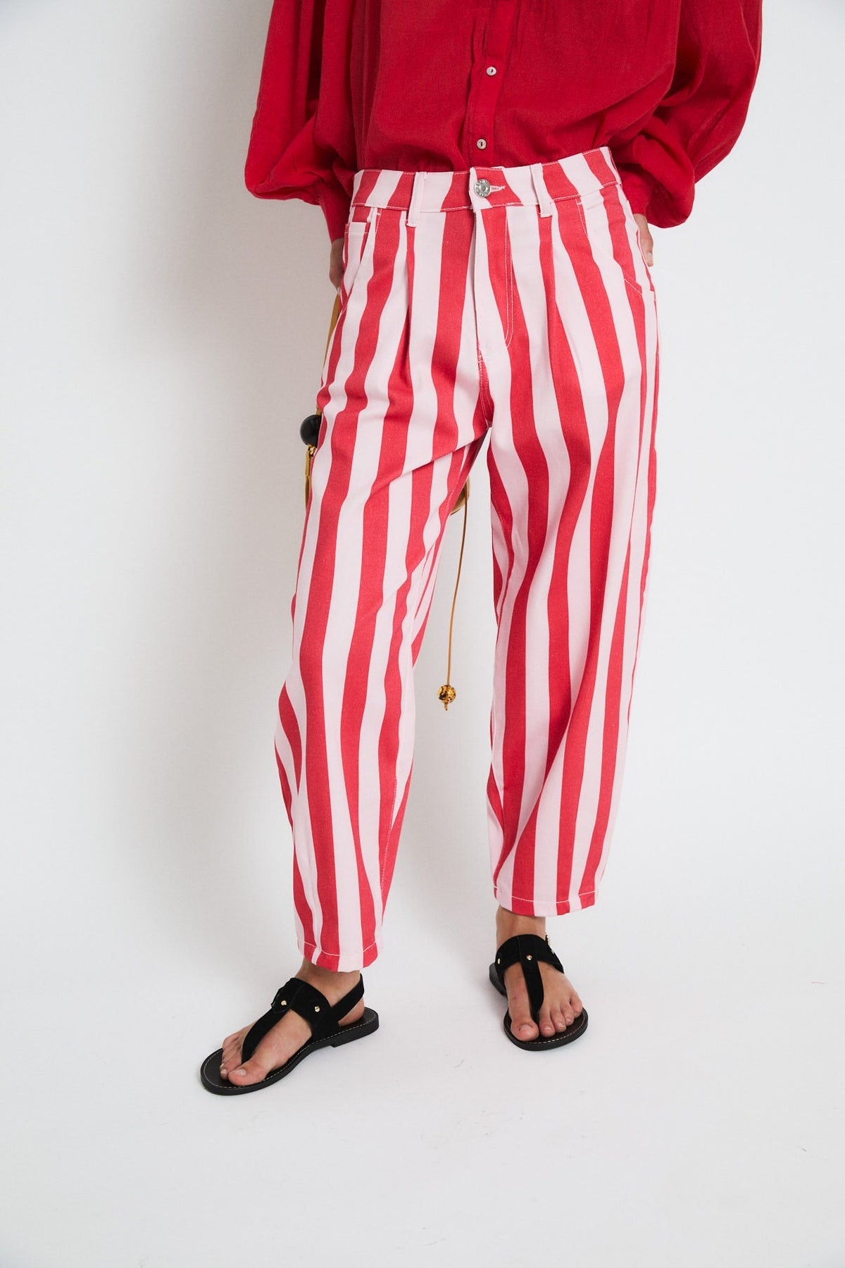 JEANS BOYFRIEND BARRAS ROJO