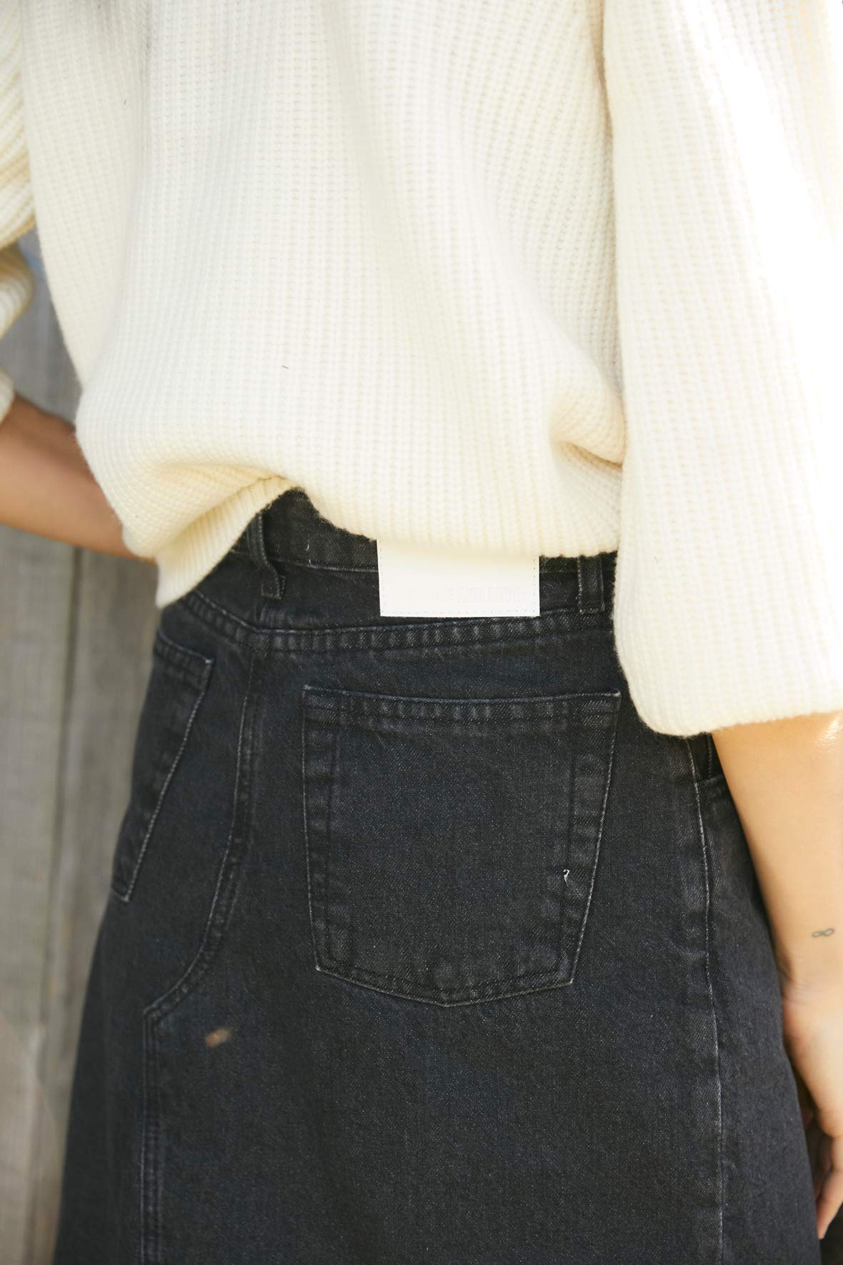 Black denim skirt