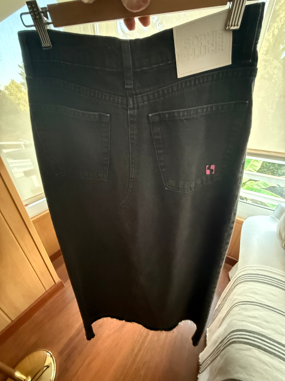 Black denim skirt