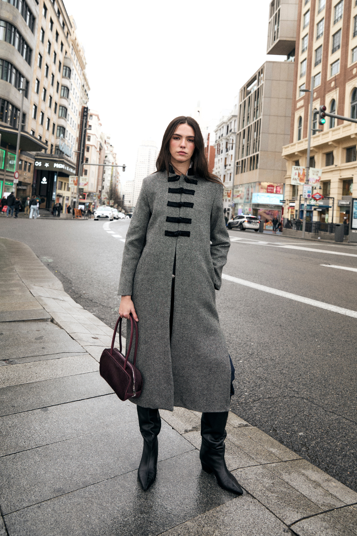 CHINISKI CHEVIOT GREY COAT