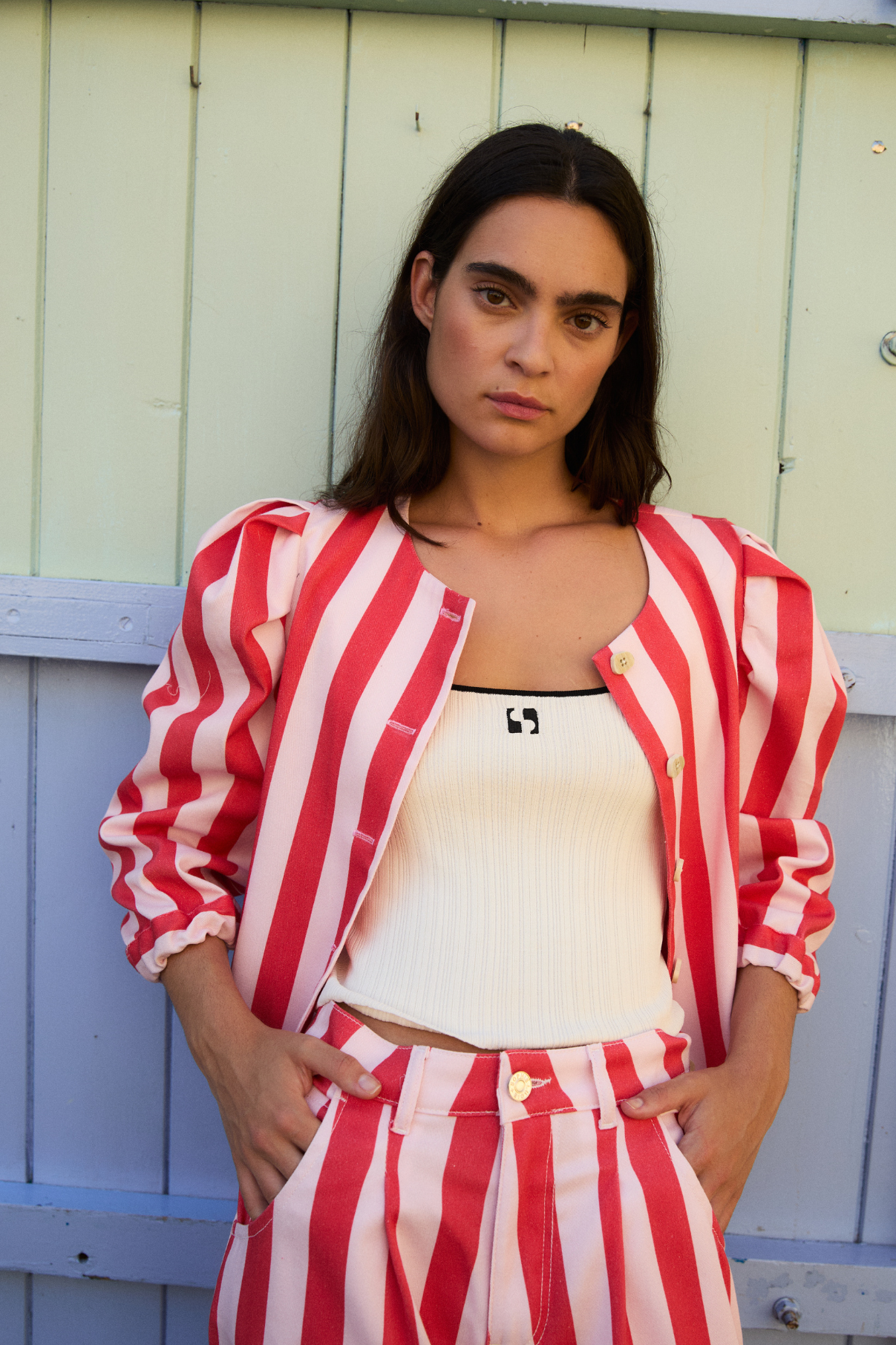 CHAQUETA FAROL BARRAS ROJO