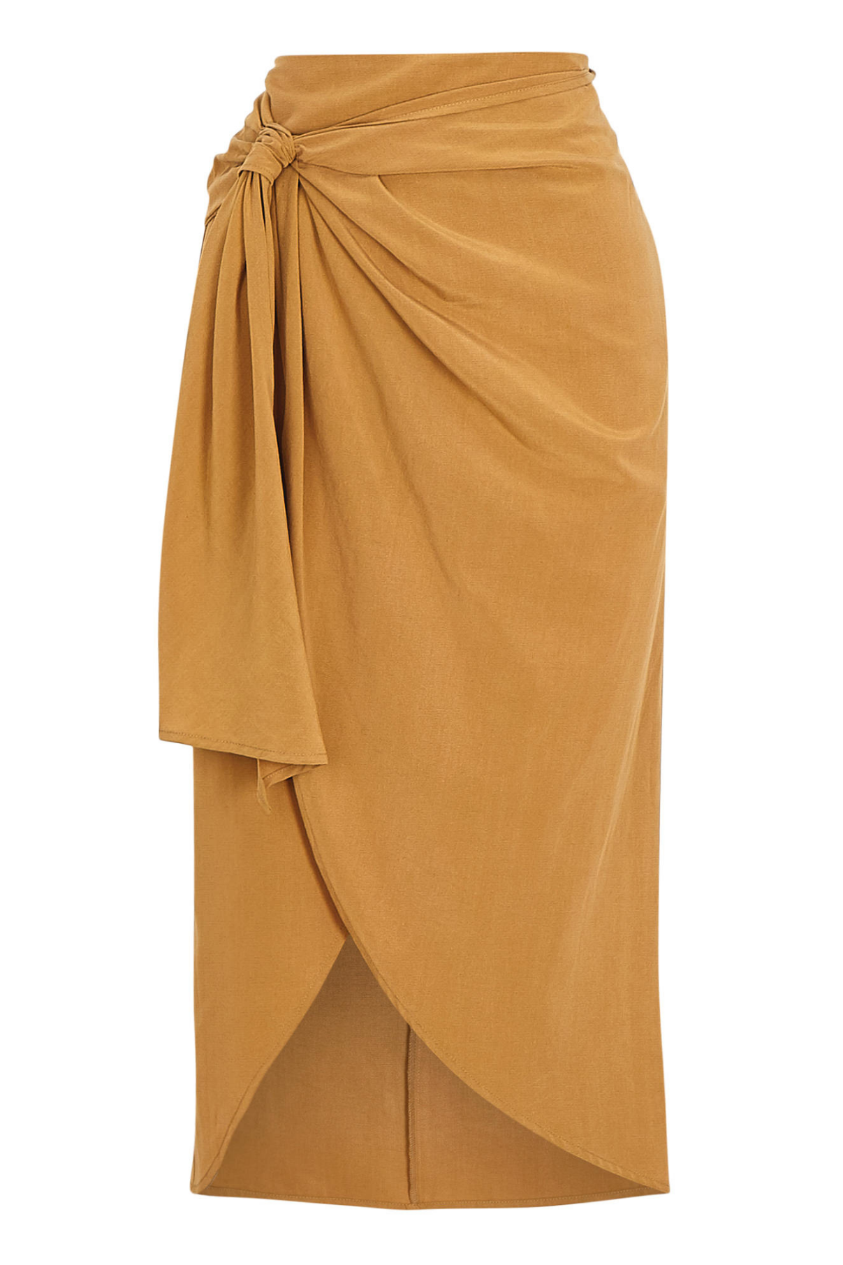 FALDA NUDO TENCEL MIDI CAMEL