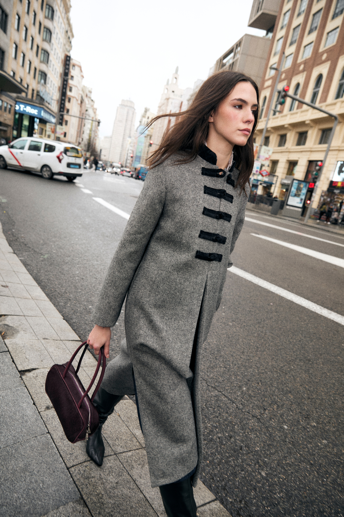 CHINISKI CHEVIOT GREY COAT