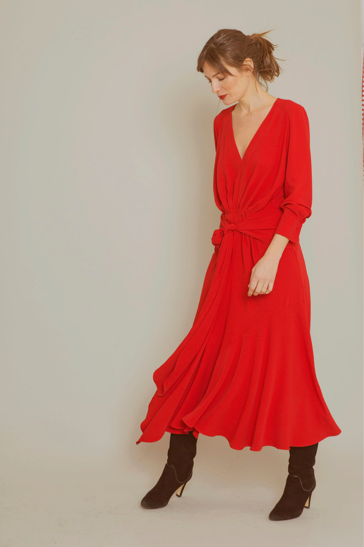 VESTIDO SOFIA CREPE ROJO