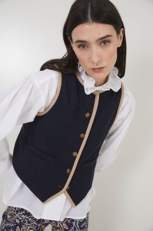 NAVY DIAGONAL RIVET VEST