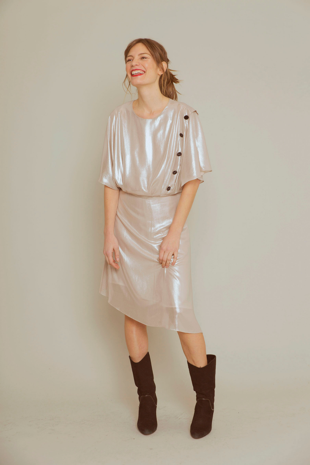 ASYMMETRIC LAME DRESS