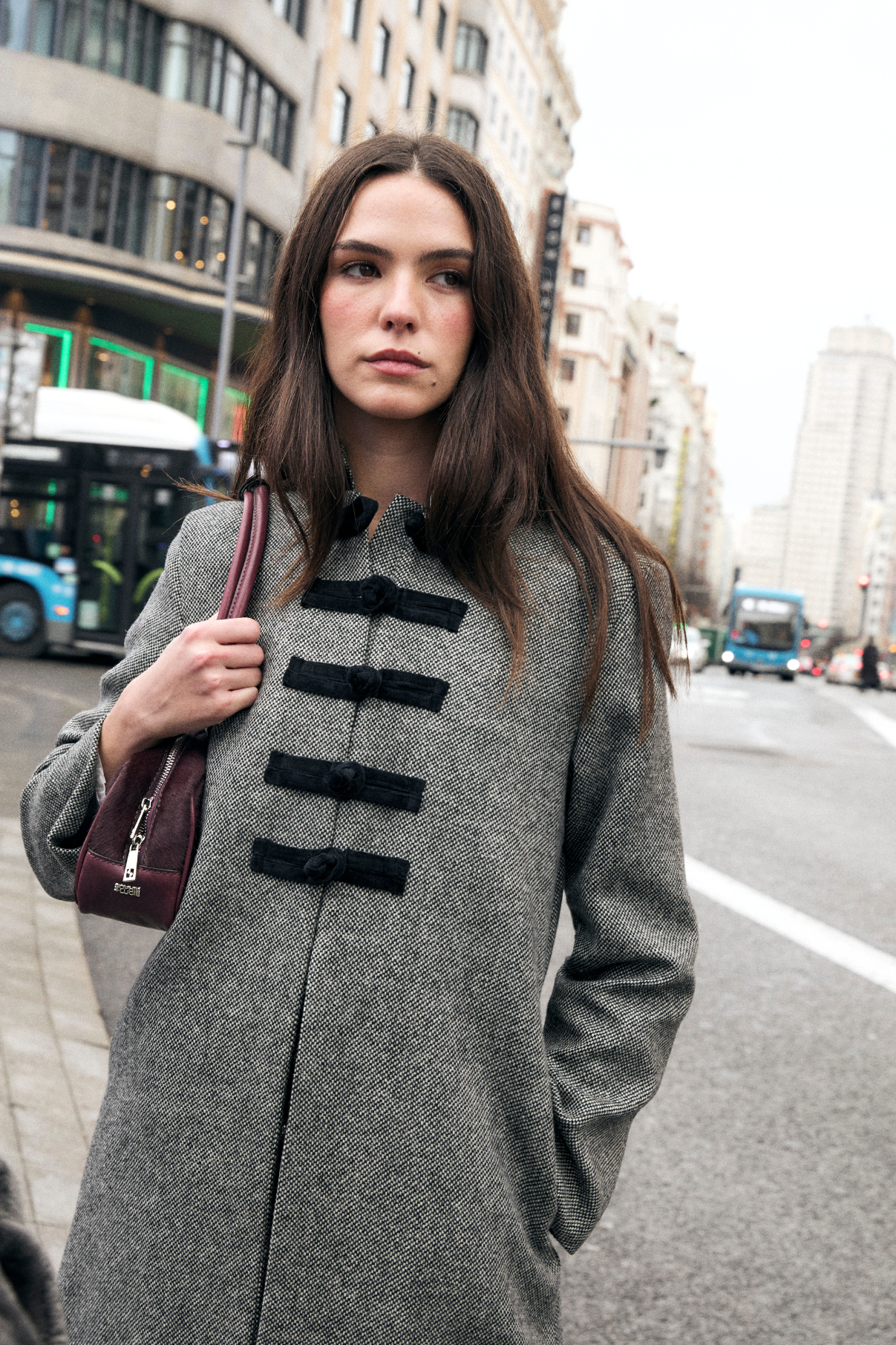CHINISKI CHEVIOT GREY COAT