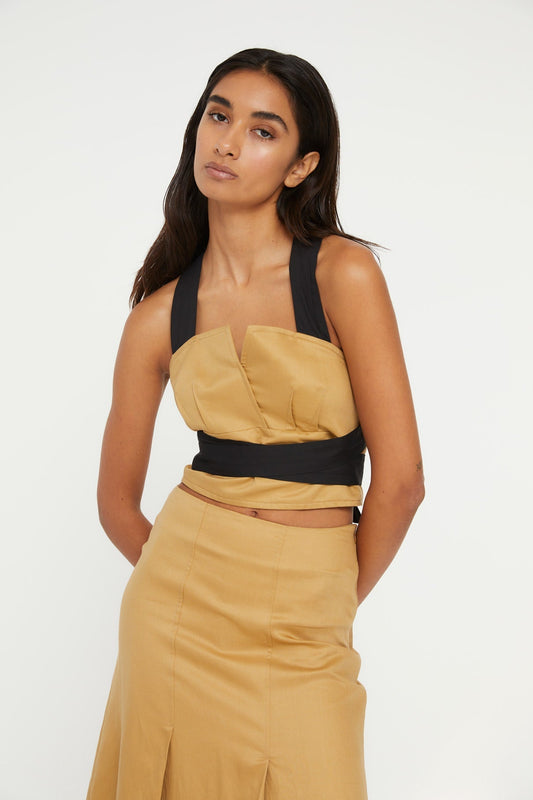 TOP ALEJANDRA LINEN OCHRE