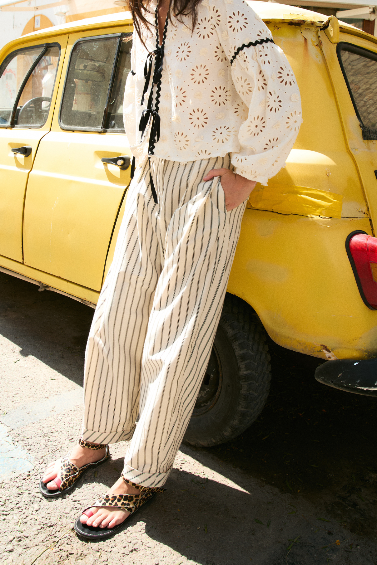 BLACK STRIPED SEA TROUSERS