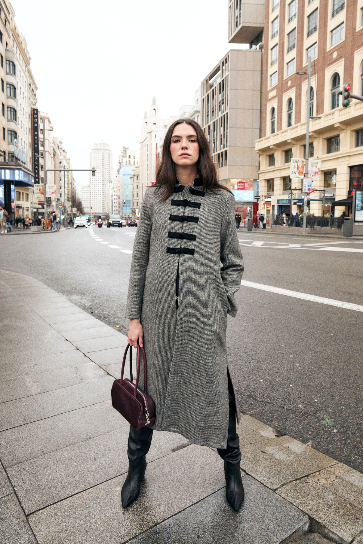 CHINISKI CHEVIOT GREY COAT