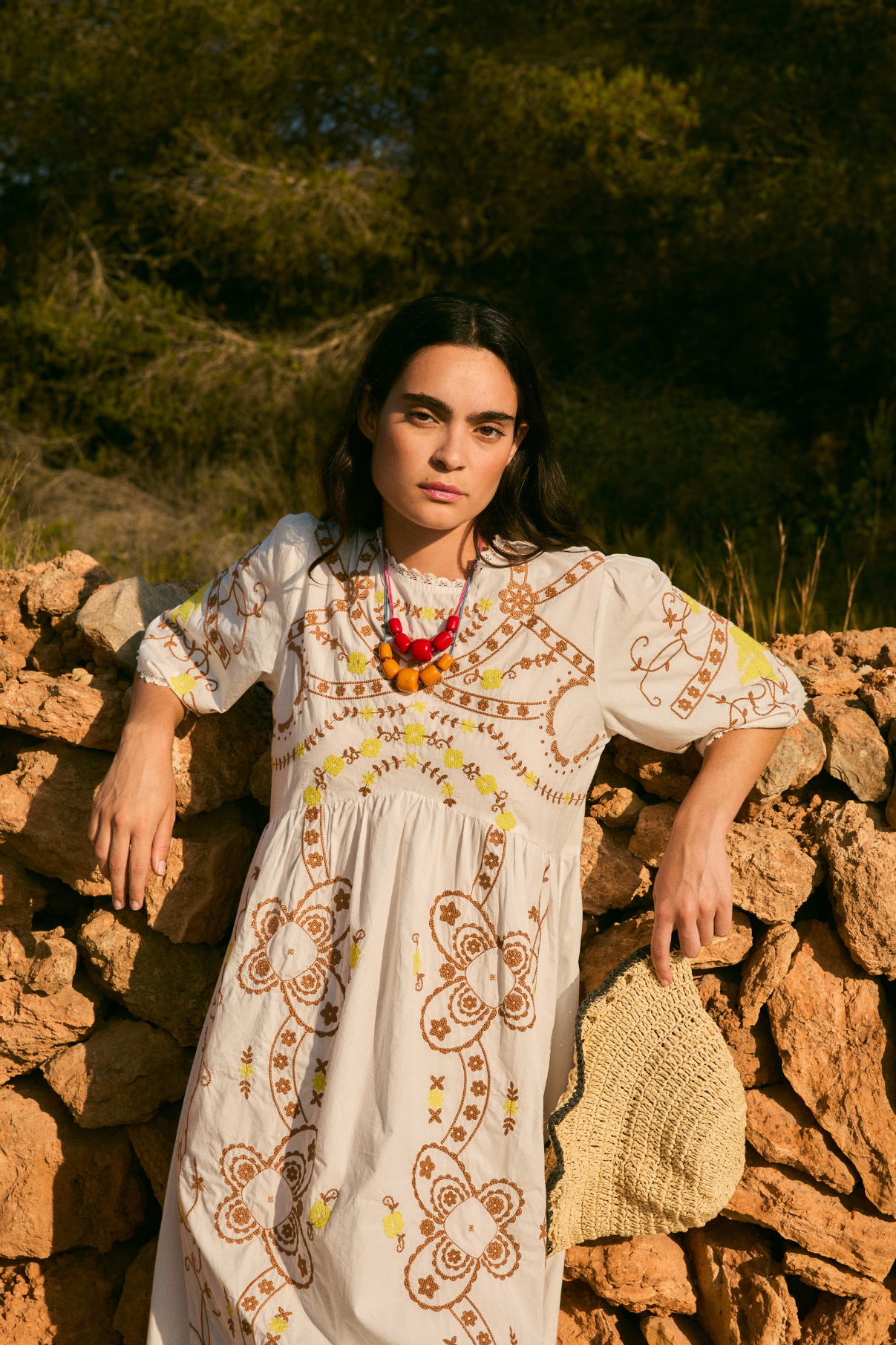 POPPY EMBROIDERED ECRU DRESS