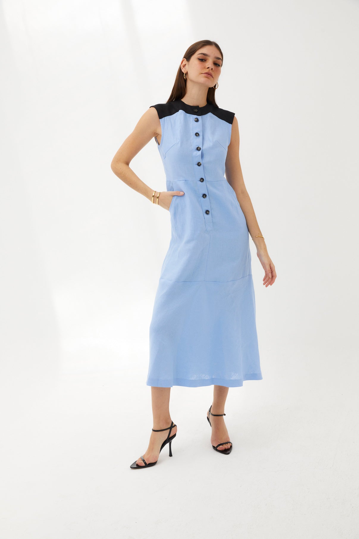 APRIL BLUE LINEN DRESS