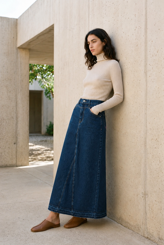 Falda vaquera midi