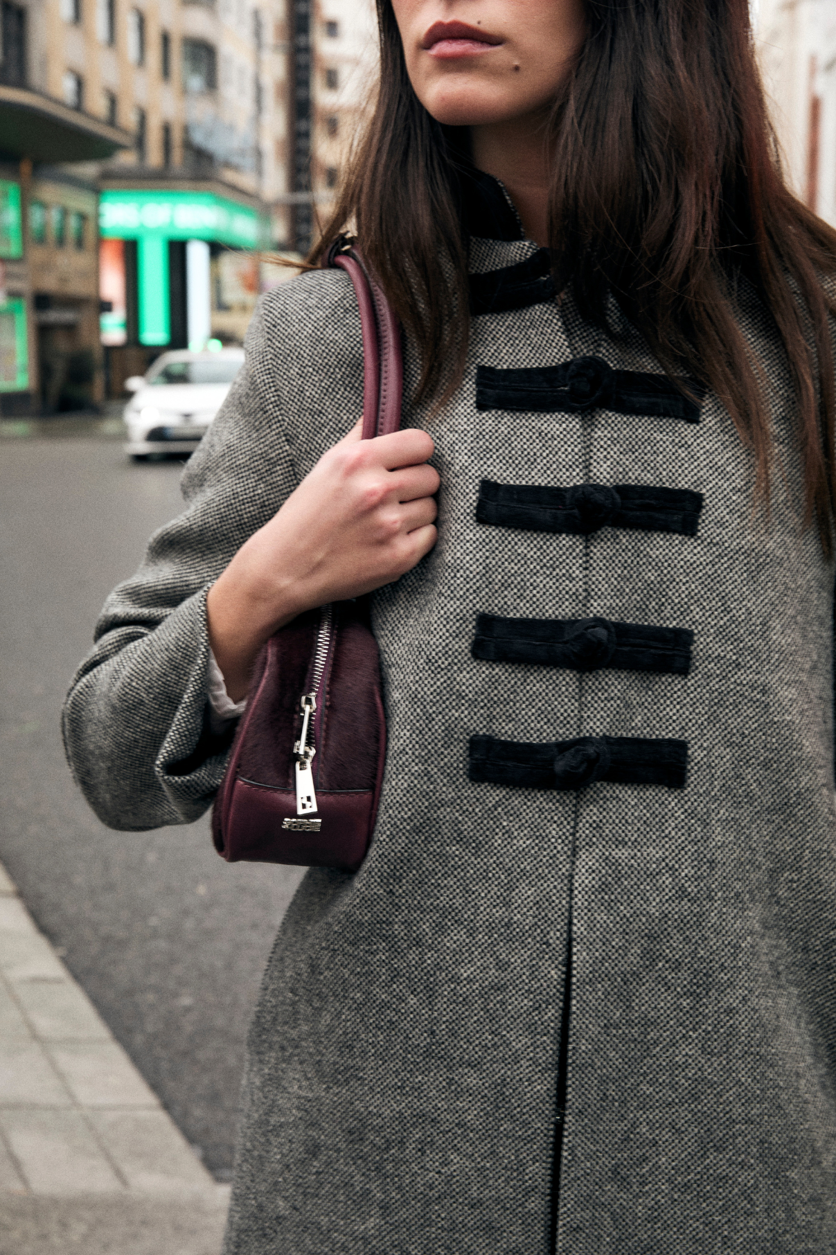 CHINISKI CHEVIOT GREY COAT