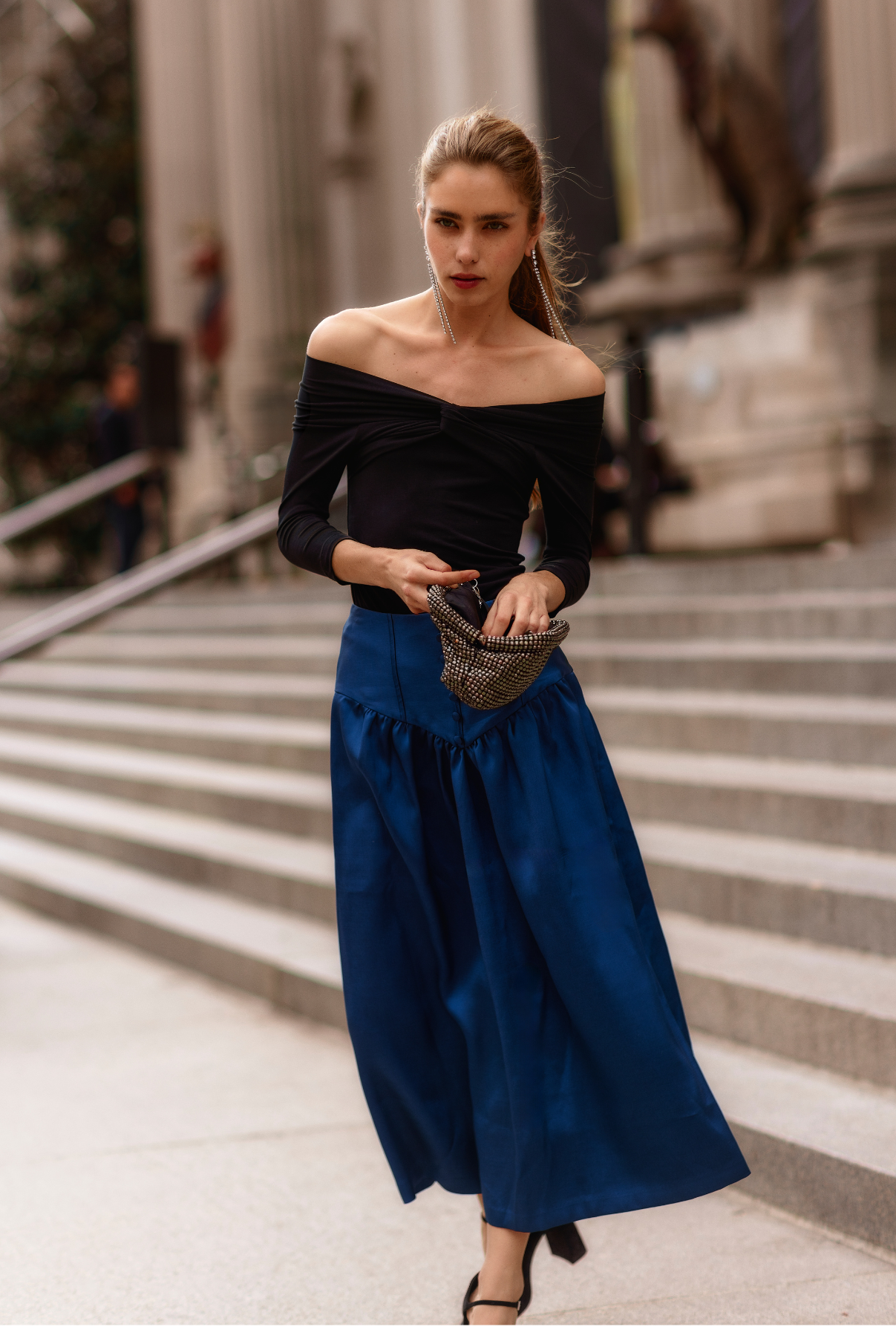 FEDE NAVY DUPION SKIRT