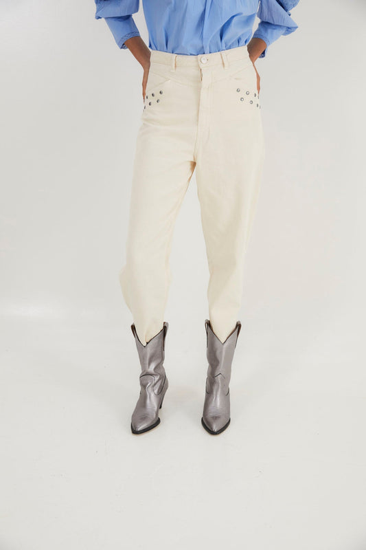 LUCCI STUDDED JEANS ECRU