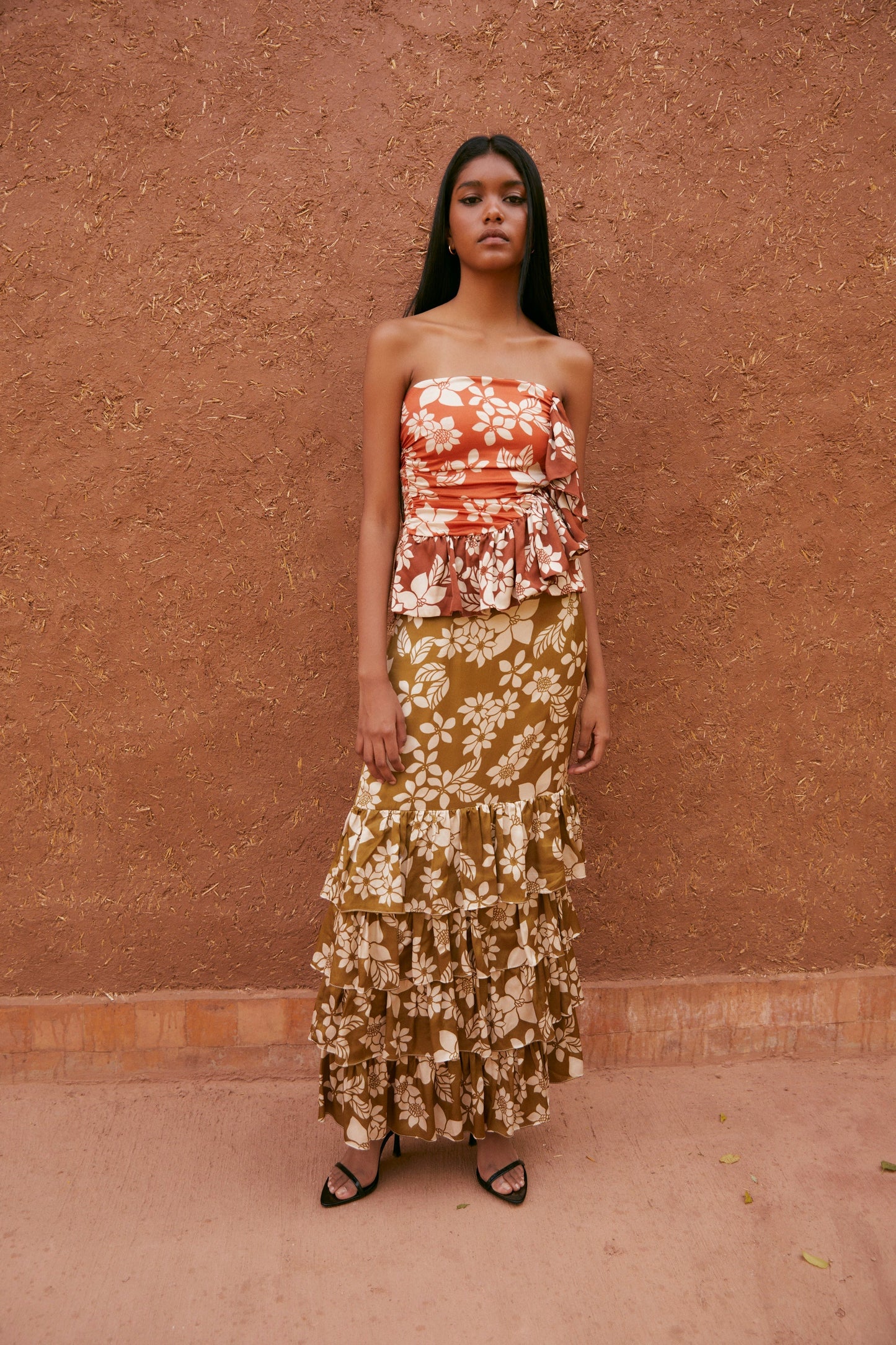 LOLA OLIVE FLOWER SKIRT