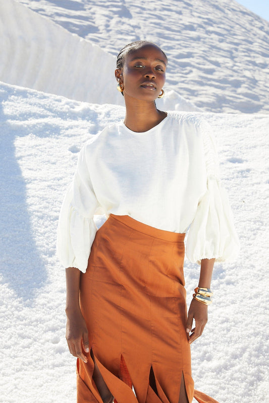 PATI BLOUSE WITH ECRU PATCHES