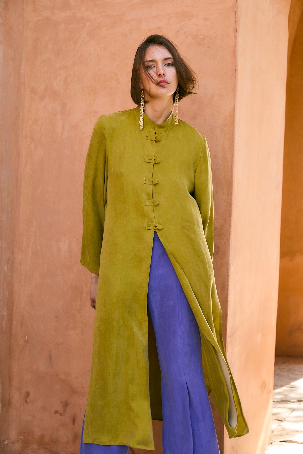 CHINISKI CUPRO OLIVE COAT