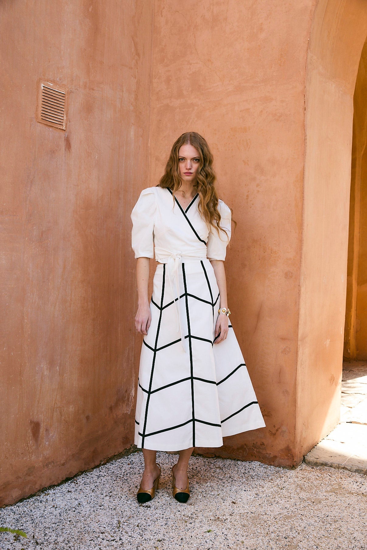 RAW COTTON HERRINGBONE SKIRT