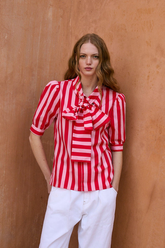 BLUSA LULU RAYAS ROJO